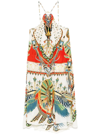 Gather-Neck Hardware Maxi Dress