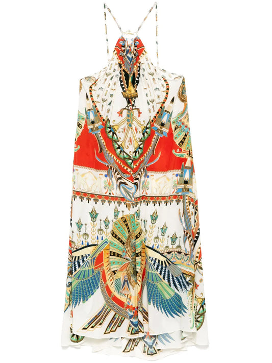 Gather-Neck Hardware Maxi Dress