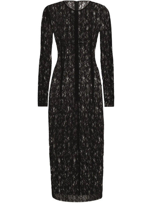 Floral-Lace Midi Dress
