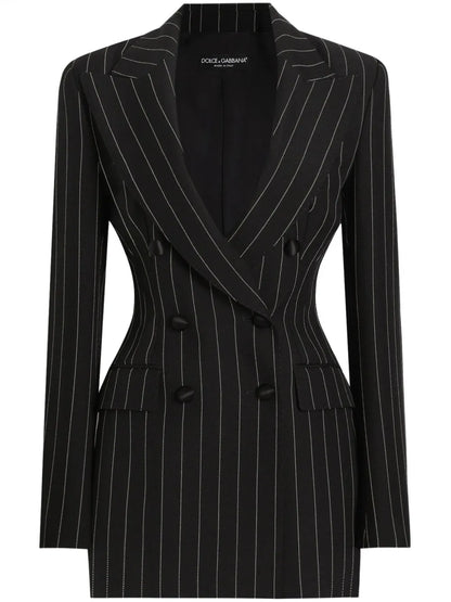 Striped Double-Breasted Blazer