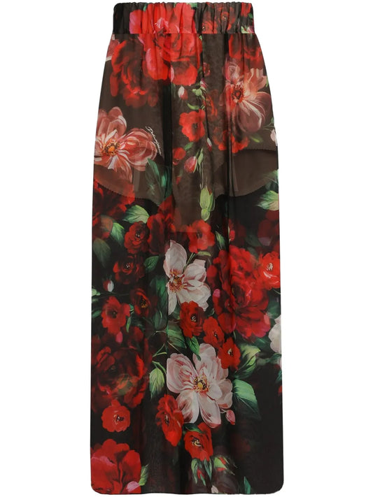 Floral-Print Midi Skirt