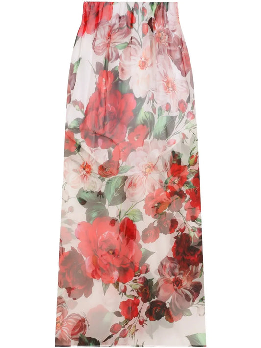 Floral-Print Midi Skirt