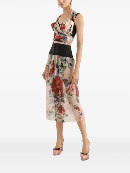 Floral-Print Midi Skirt