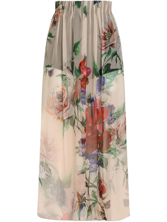 Floral-Print Midi Skirt