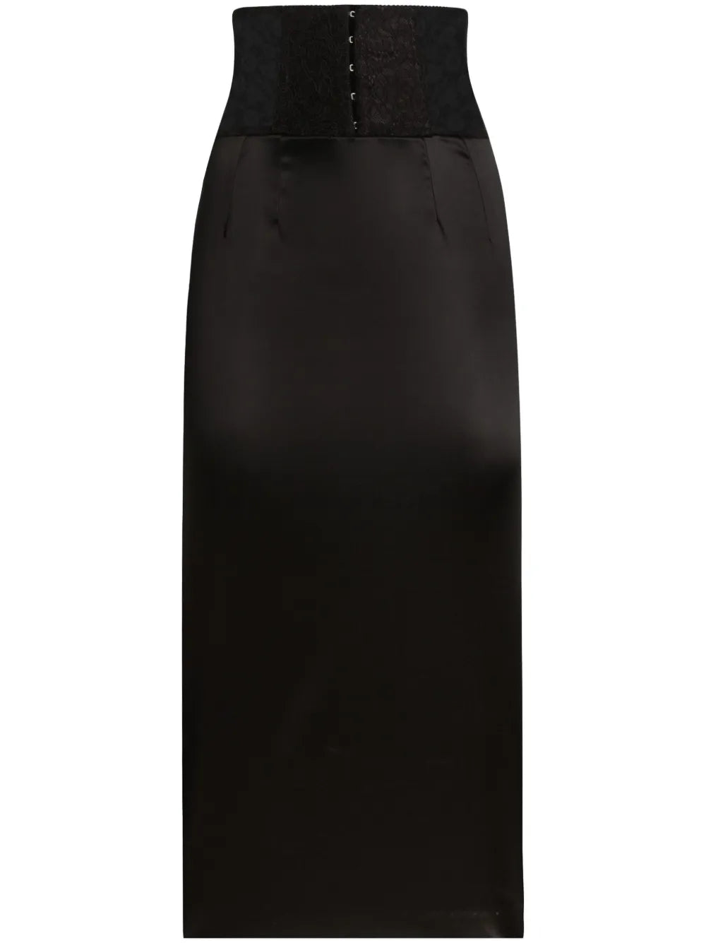 Lace-Appliqué Midi Skirt