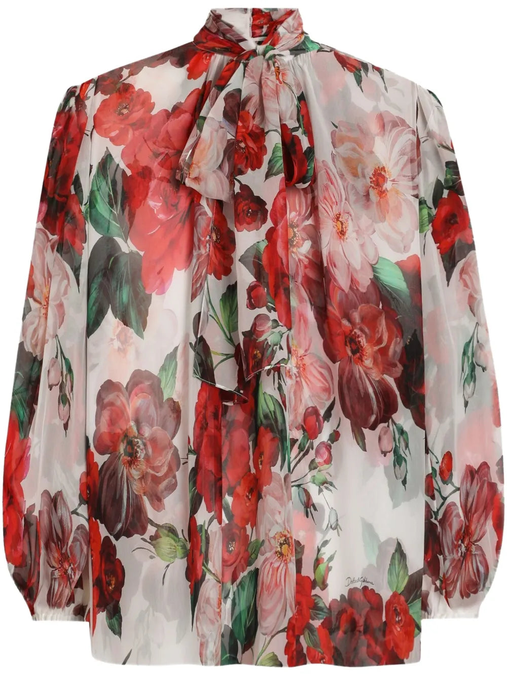 Rose-Print Chiffon Blouse