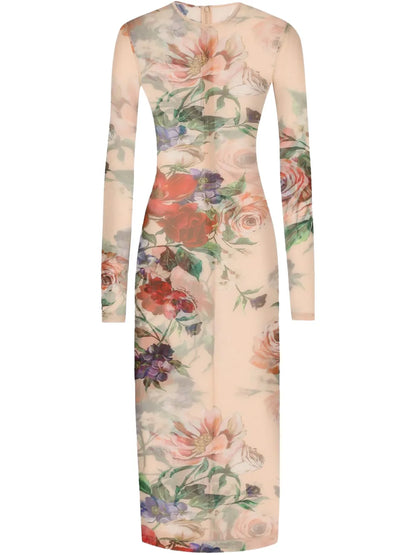 Floral-Print Midi Dress