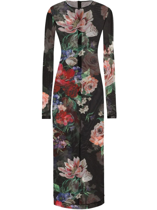 Floral-Print Midi Dress