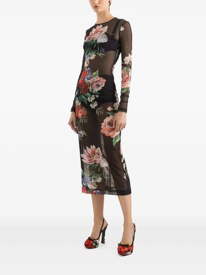 Floral-Print Midi Dress