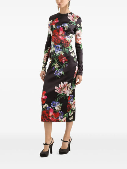 Floral-Print Midi Dress