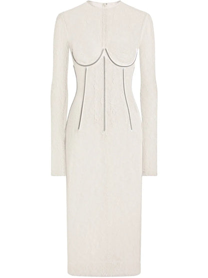 Corded-Lace Midi Dress
