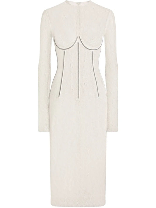 Corded-Lace Midi Dress