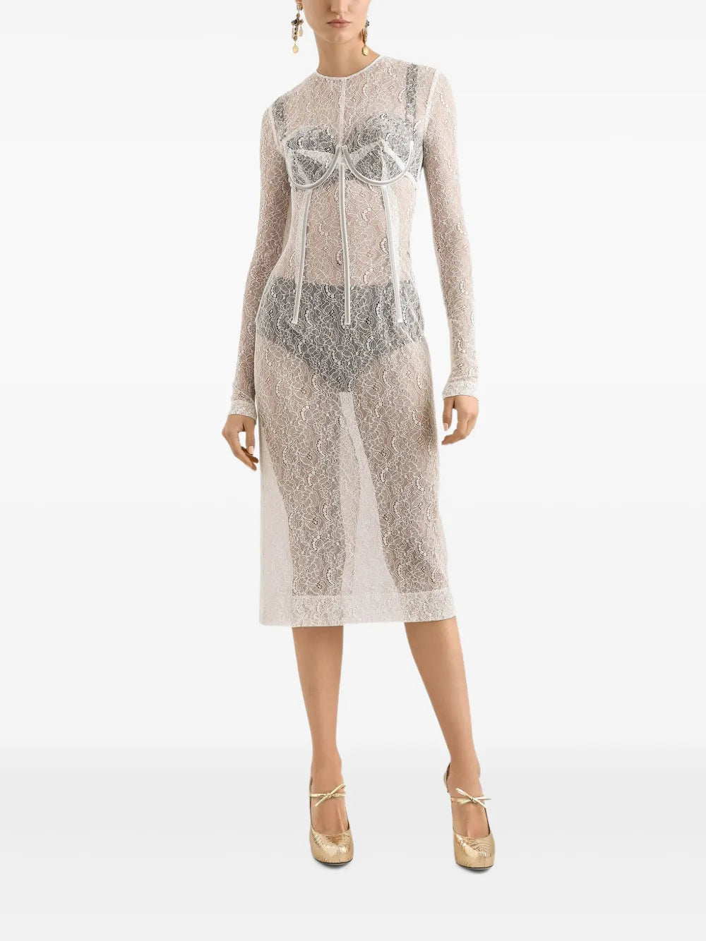 Corded-Lace Midi Dress