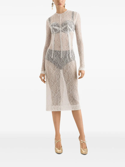 Corded-Lace Midi Dress
