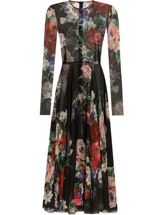 Floral-Print Midi Dress