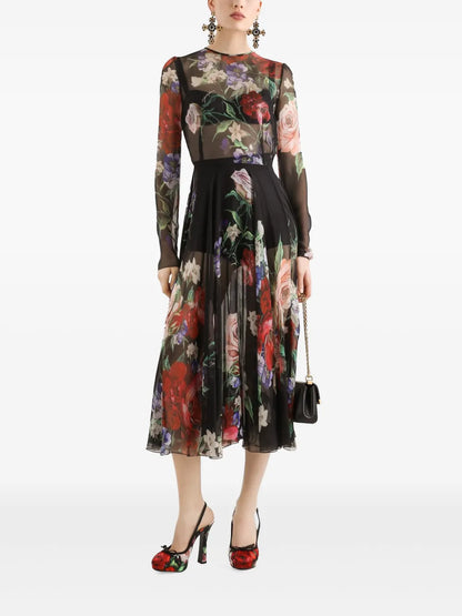 Floral-Print Midi Dress