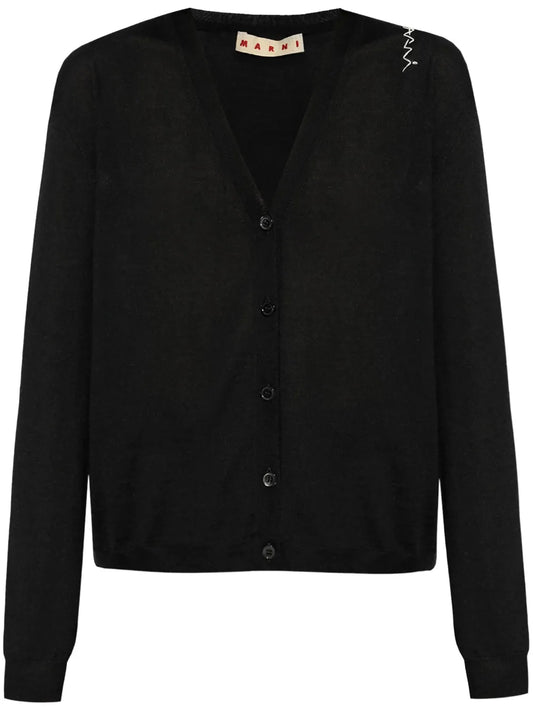 Embroidered-Logo Cardigan