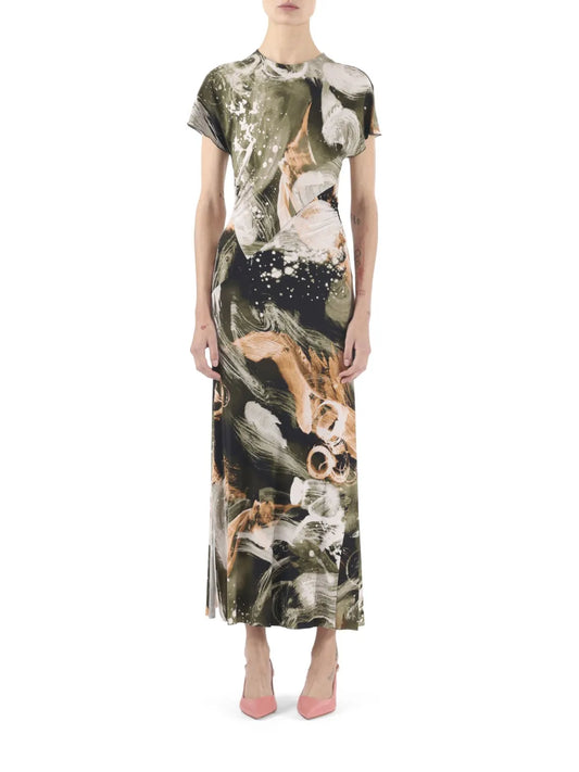 Abstract-Pattern Midi Dress