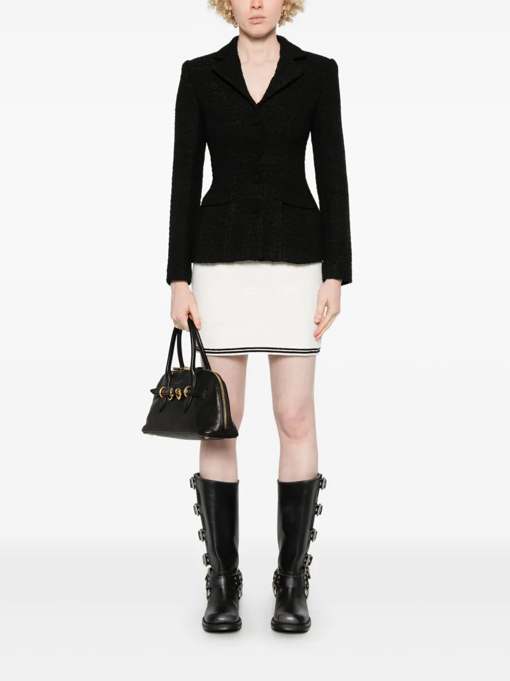 Bow-Jacquard Mini Skirt