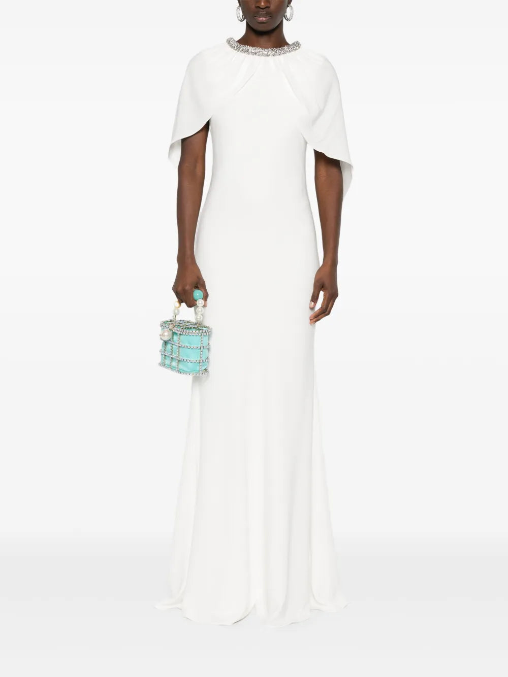 Embellished Cape Gown