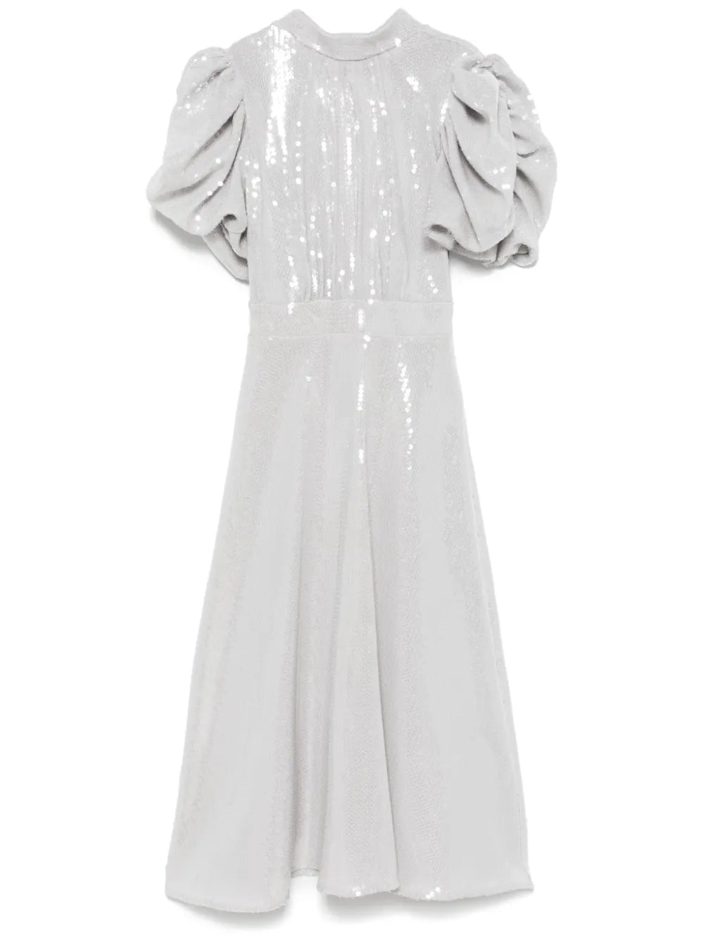 Sequined Puff-Sleeve Midi Dress