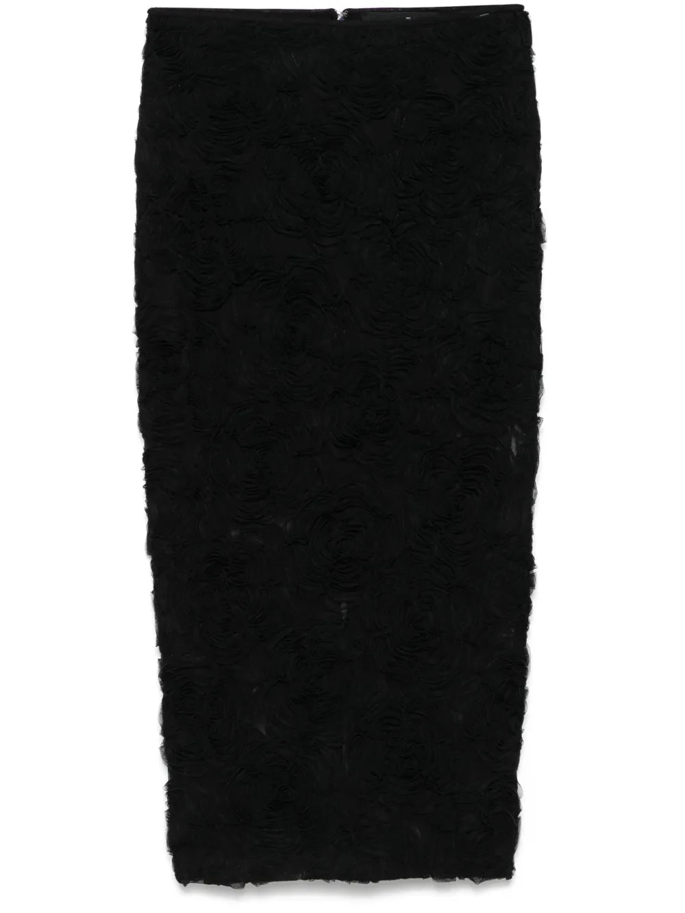 Flower-Mesh Midi Skirt