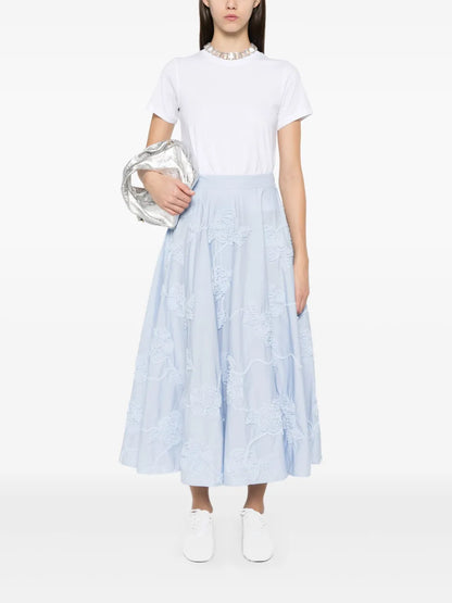 Floral-Appliqué Maxi Skirt