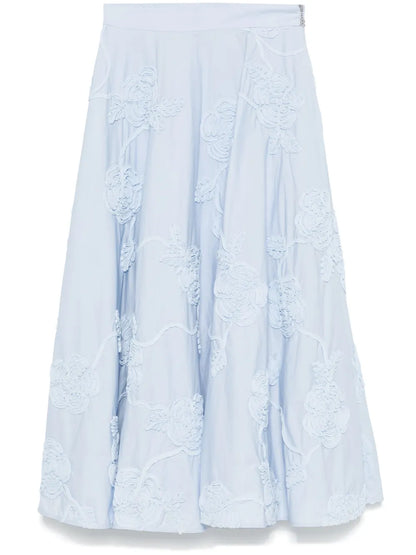 Floral-Appliqué Maxi Skirt