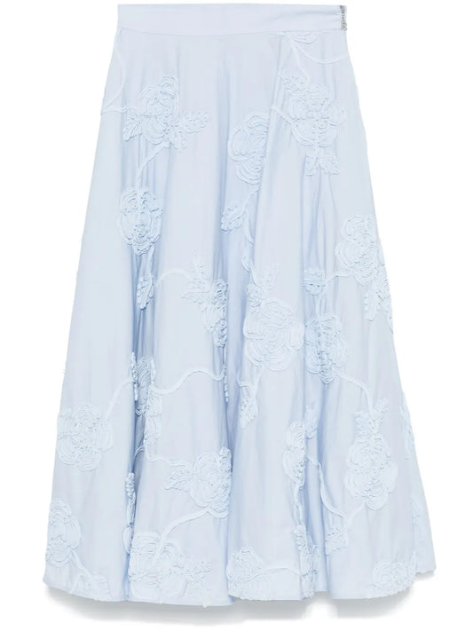 Floral-Appliqué Maxi Skirt