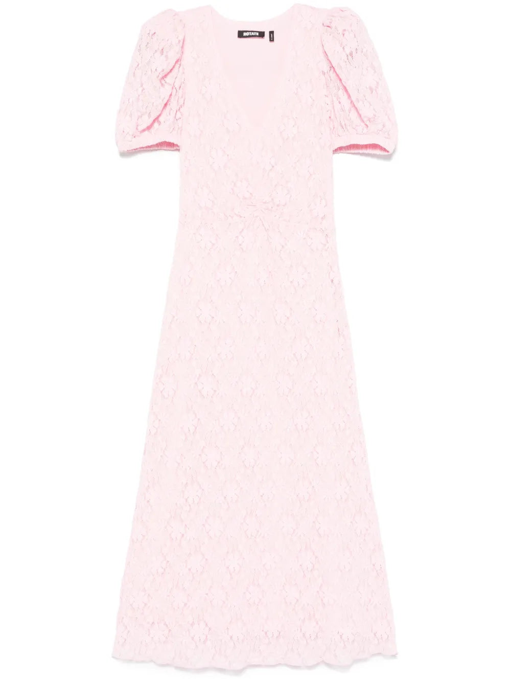 Lace Puff-Sleeve Midi Dress