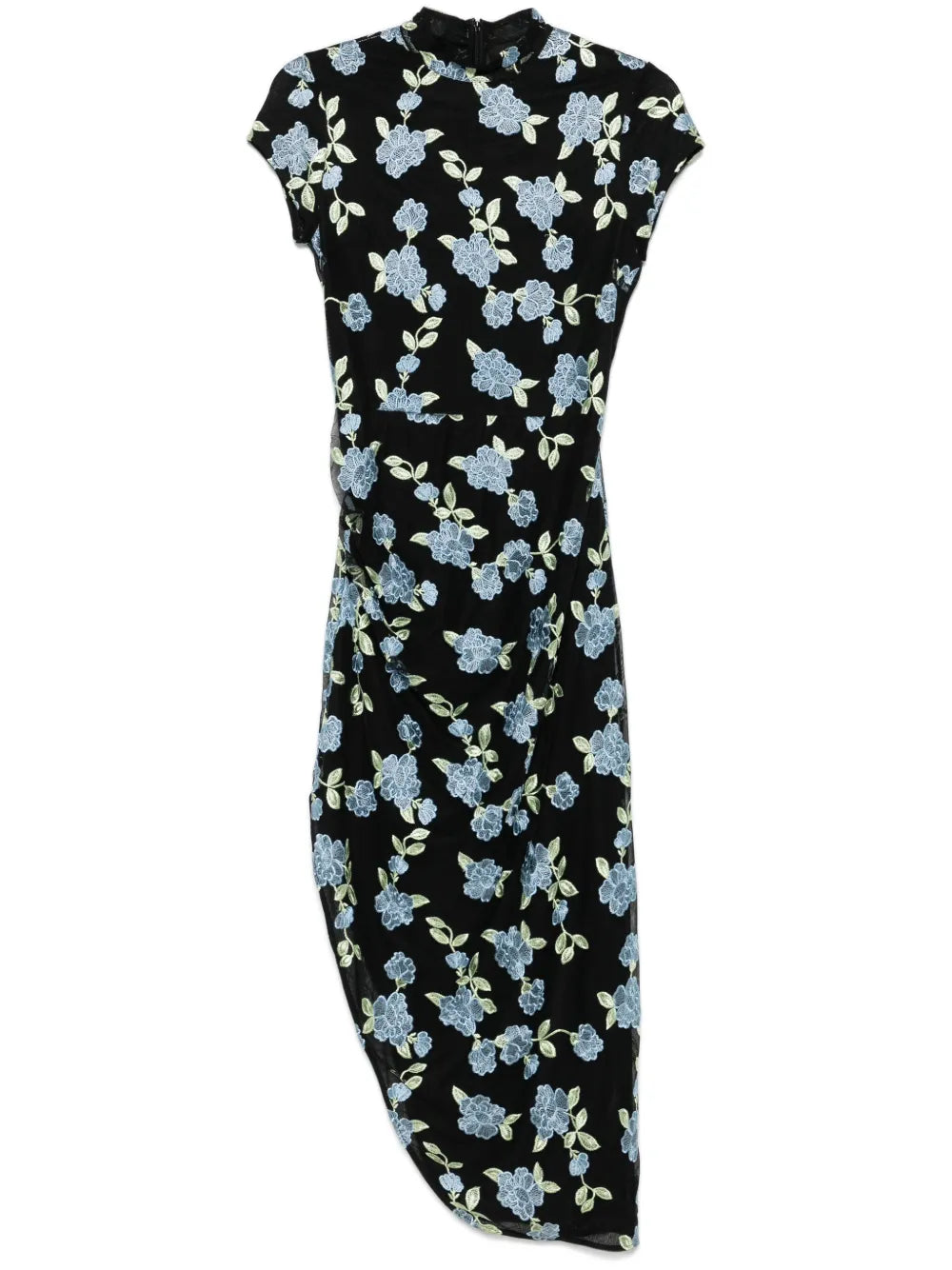 Mesh Asymmetric Midi Dress