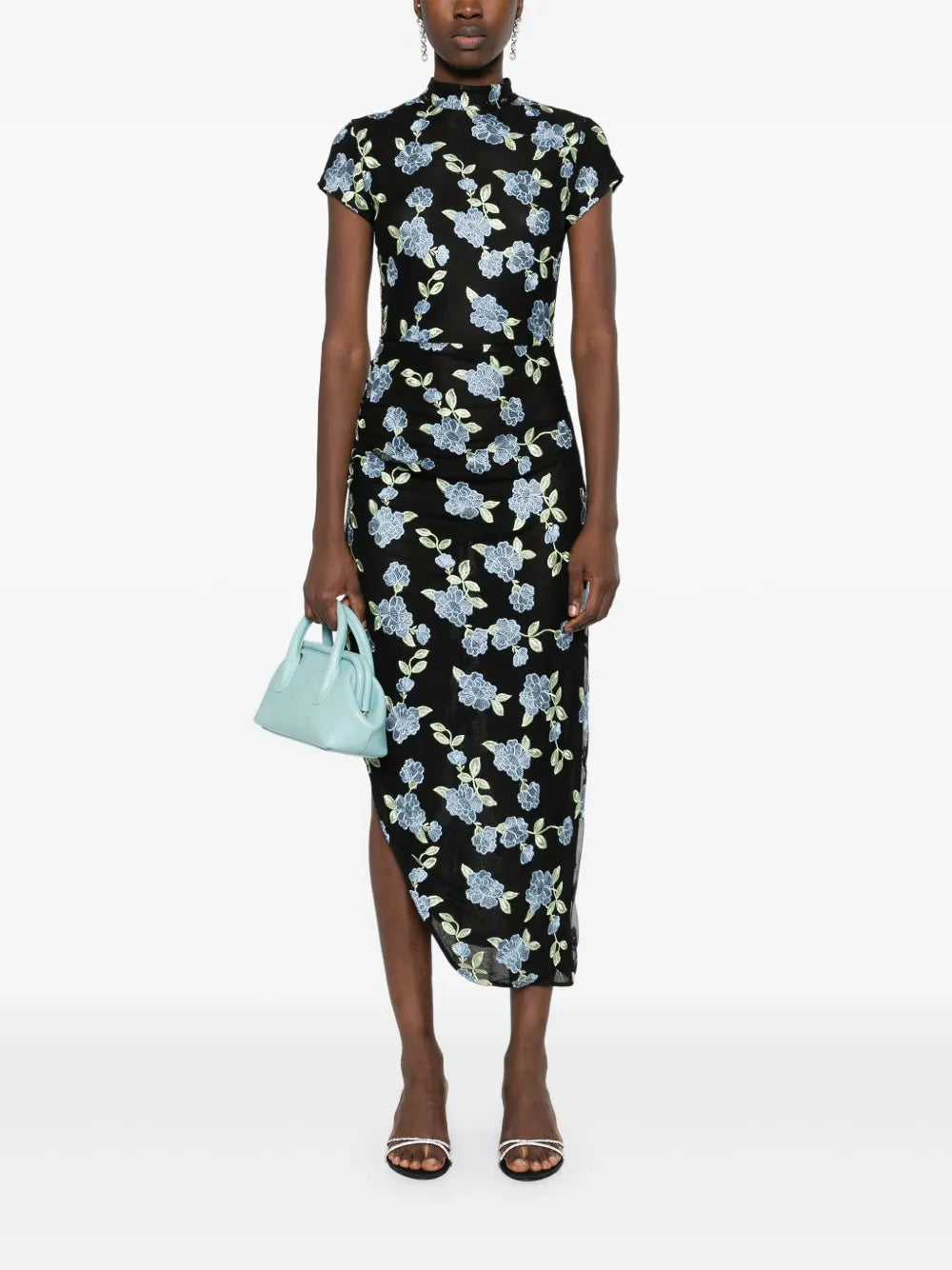 Mesh Asymmetric Midi Dress