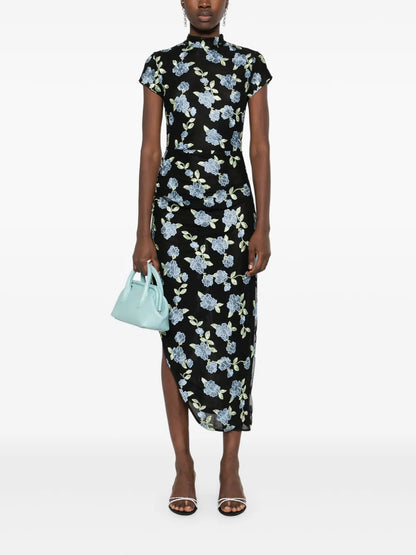 Mesh Asymmetric Midi Dress