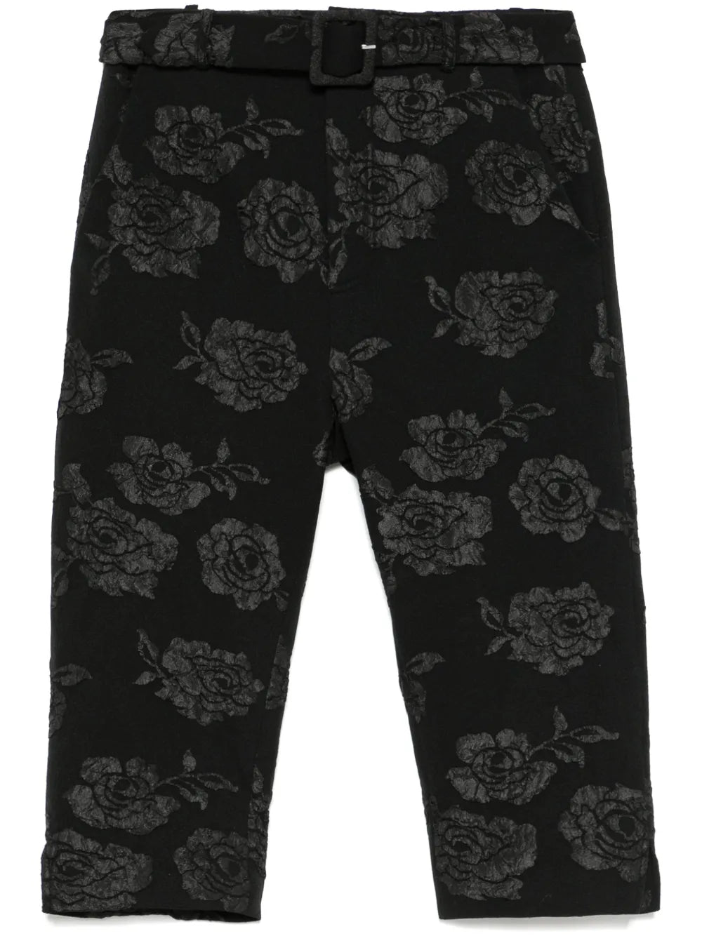 Floral-Jacquard Capri Trousers