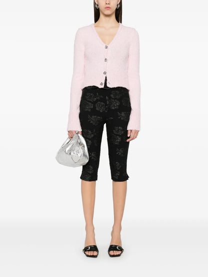 Floral-Jacquard Capri Trousers