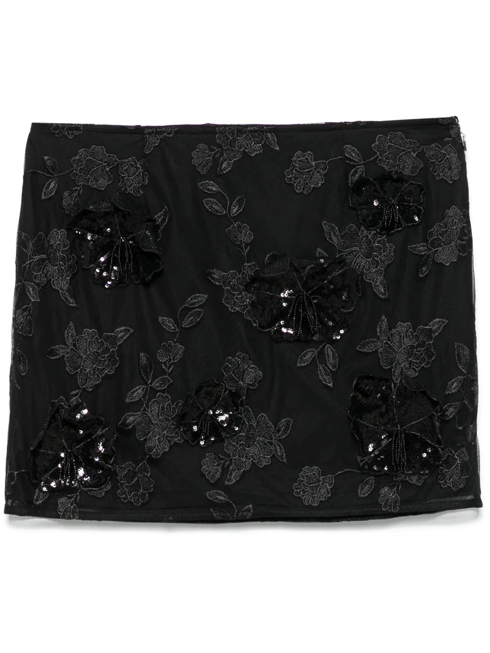 Mesh Flower Mini Skirt
