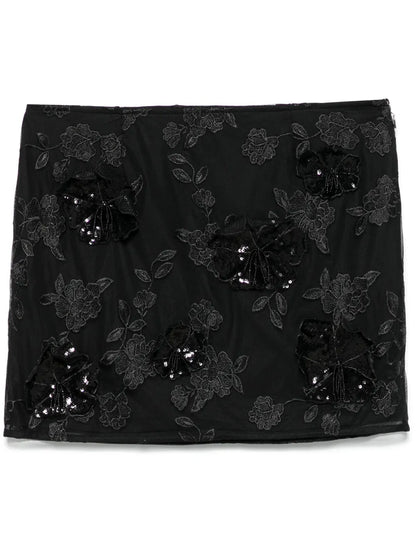 Mesh Flower Mini Skirt