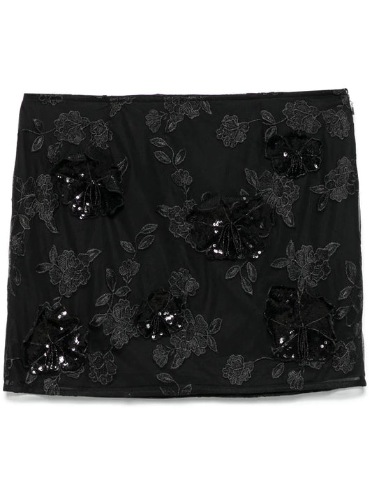 Mesh Flower Mini Skirt
