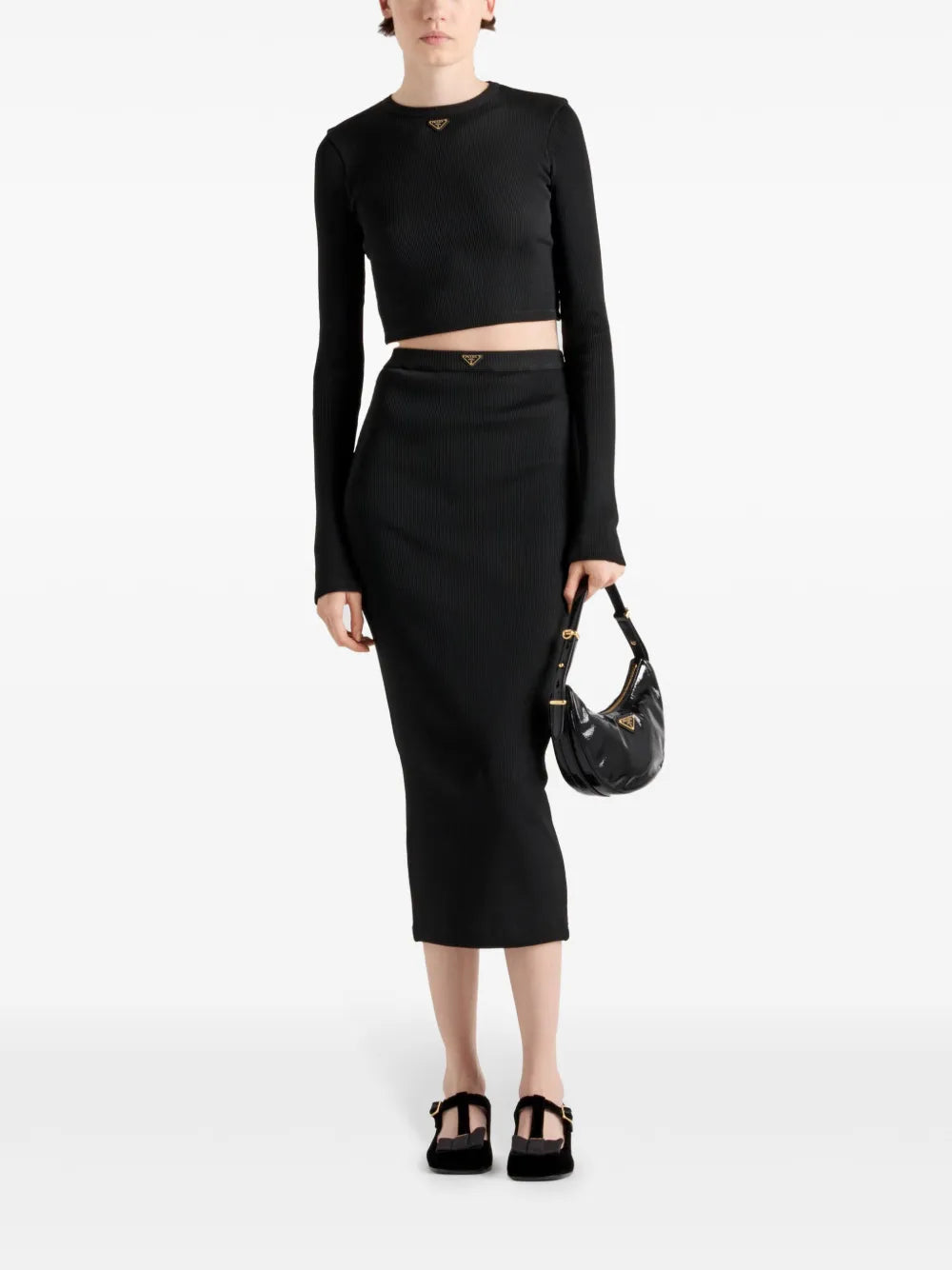 Ribbed Jersey Midi Skirt