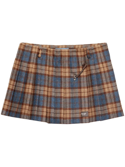 Checked Wool Mini Skirt