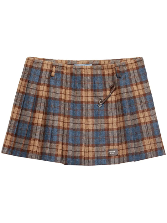 Checked Wool Mini Skirt