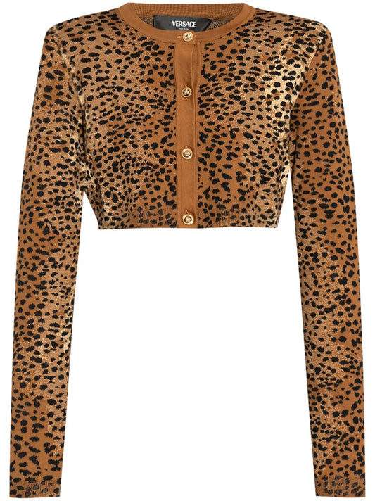 Leopard-Print Cropped Cardigan