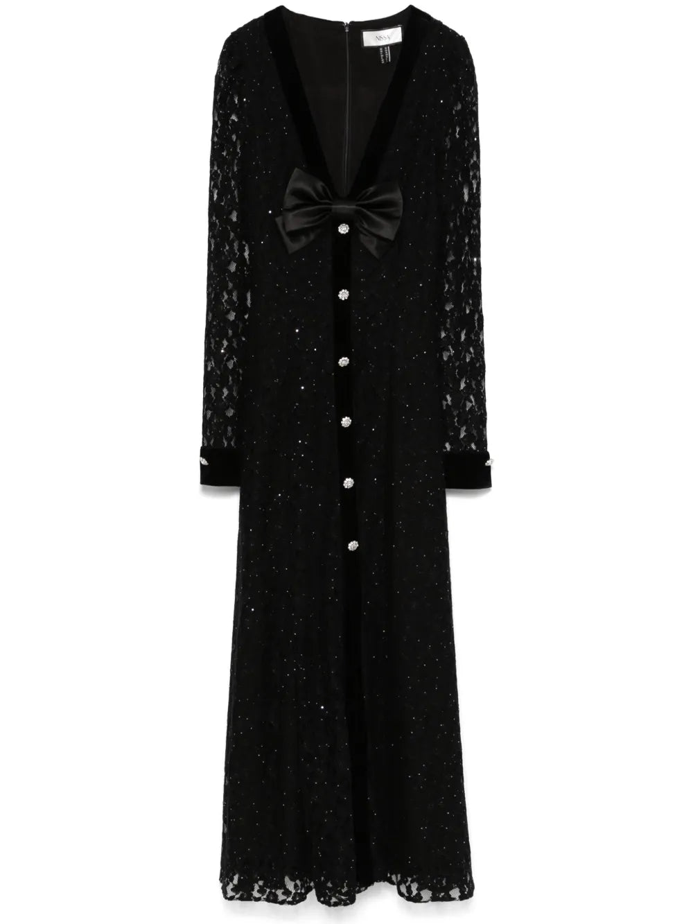 Crystal-Embellished Lace Midi Dress