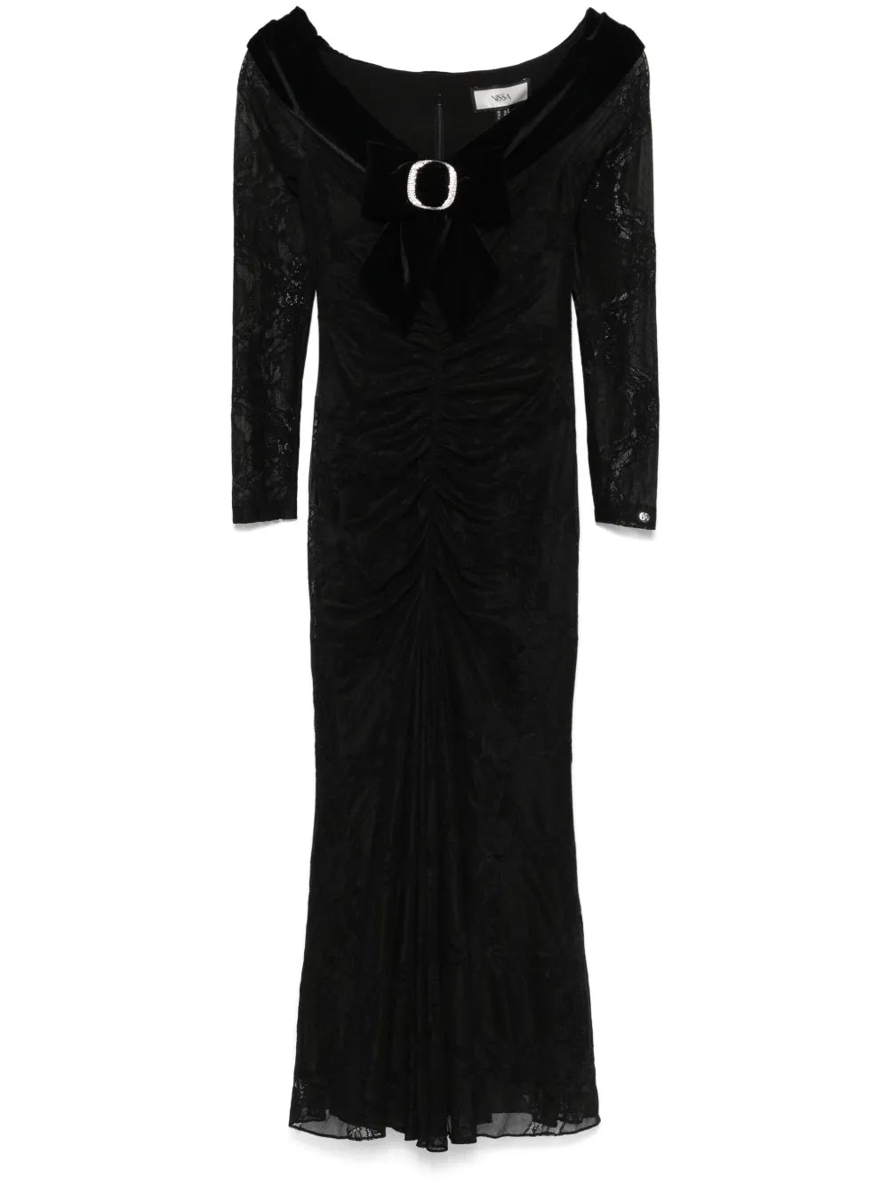 Bow-Detail Lace Midi Dress