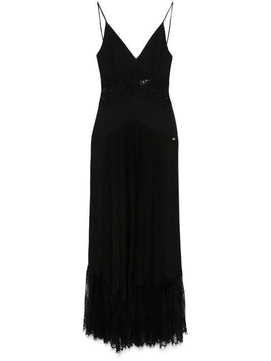 Lace-Panel Midi Dress