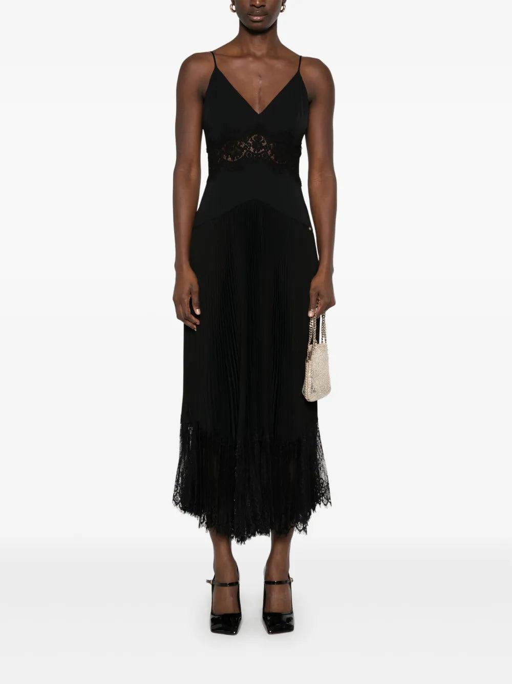 Lace-Panel Midi Dress