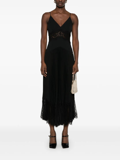 Lace-Panel Midi Dress