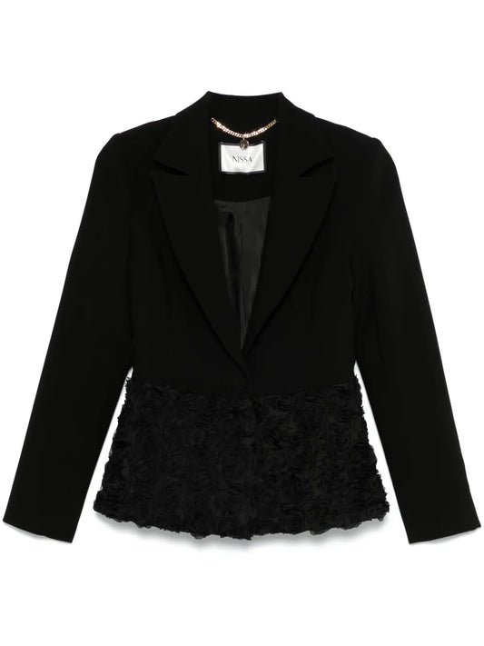 Flower-Appliqué Blazer