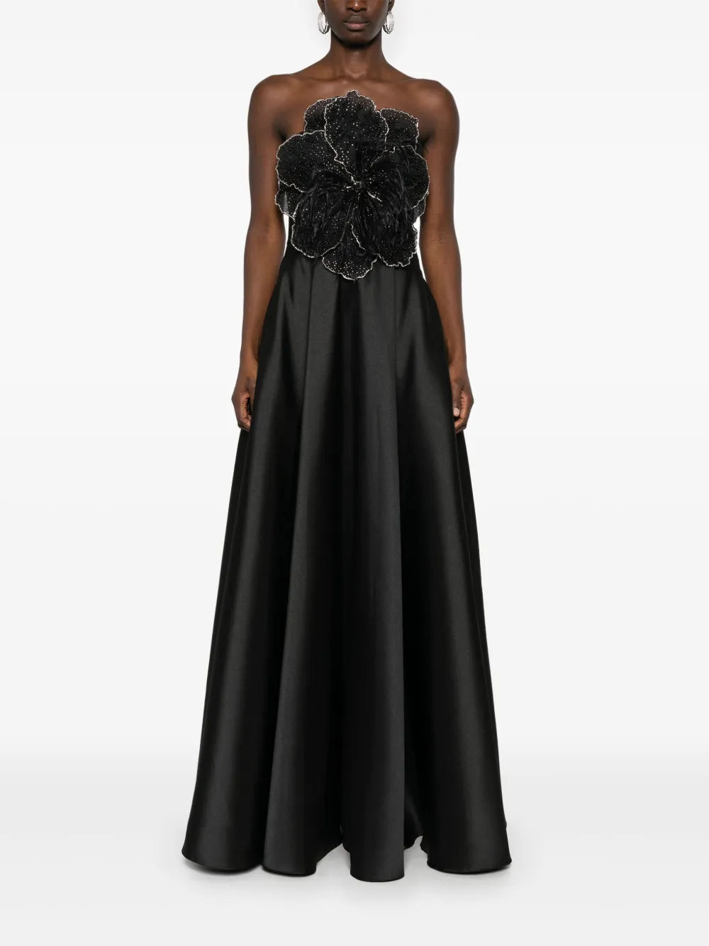 Floral-Appliqué Maxi Dress