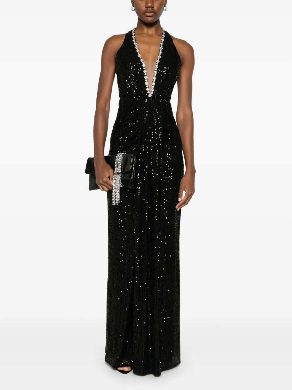 Sequinned Halterneck Maxi Dress